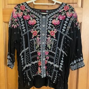Johnny Was small embroidered top